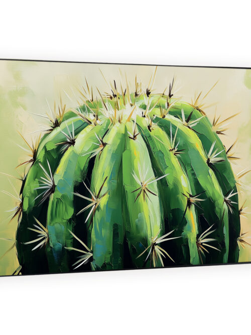 Cactus Close-Up Acrylic Canvas Wall Art in Green Tones