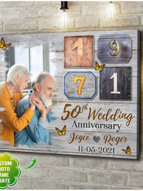 Celebrating 50 Years of Love Custom Print Photo Canvas For Couple