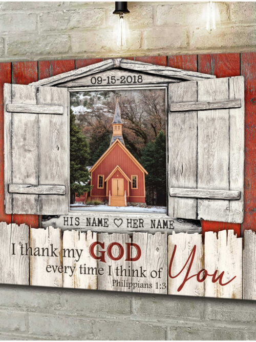 Custom Canvas Prints Wedding Anniversary Gifts Window Winter Church I thank my God Ohcanvas