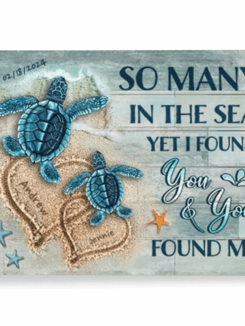 Lovely Gifts for Couples Unique Custom Canvas Wall Art Beach and Turtles