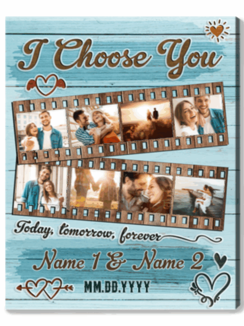 Personalized Couple Photo Collage Wedding Keepsake Canvas Print