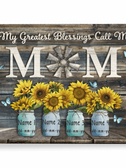Personalized My Greatest Blessings Call Me Mom Canvas Wall Art