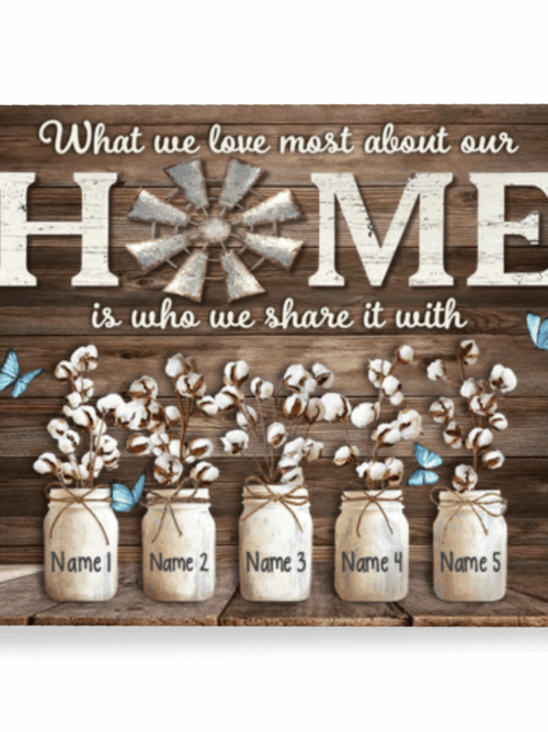 Unique Family Gift For A Family Personalized Names Gift Canvas Art Print