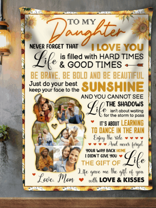 Unique Gifts For Daughter From Mother Personalized Blanket With Pictures