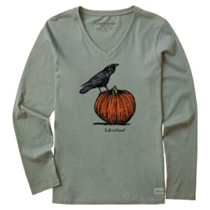 Women's Antique Raven & Pumpkin Long Sleeve Crusher Vee
