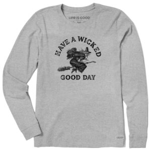 Women's Antique Wicked Good Day Witch Long Sleeve Crusher Tee