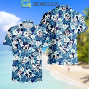 Walt Disney Mickey Donal Duck Minnie Flower Hawaiian Shirt