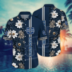 Utah State Aggies NCAA3 Flower Hawaii Shirt And Tshirt For Fans, Summer Football Shirts