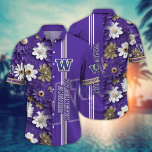 Washington Huskies NCAA1 Flower Hawaii Shirt And Tshirt For Fans, Summer Football Shirts