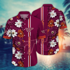 Virginia Tech Hokies NCAA1 Flower Hawaii Shirt And Tshirt For Fans, Summer Football Shirts