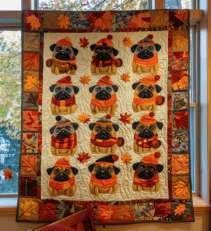 Autumn Retriever Moments Quilted Blanket